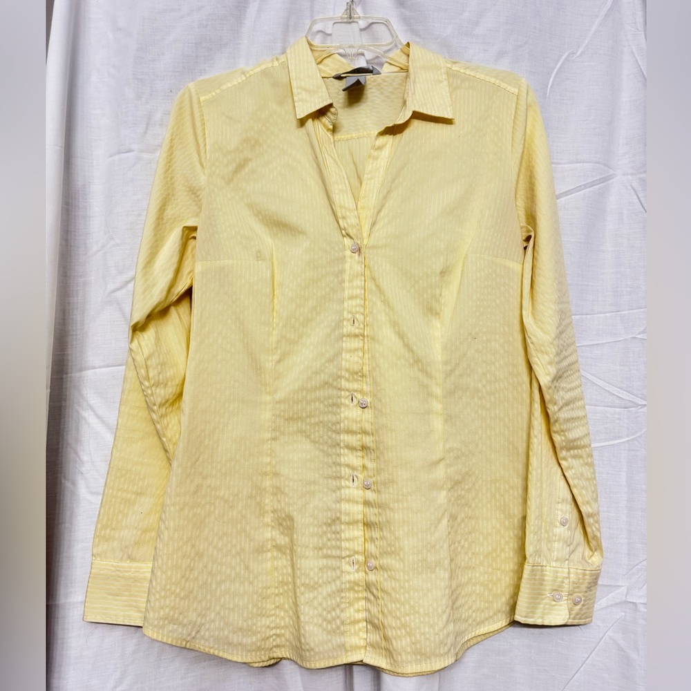 H&M Office Button-Up yellow w light stripes